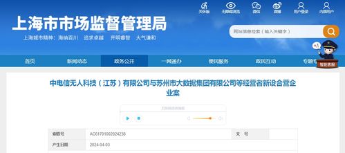 中電信無(wú)人科技 江蘇 與蘇州市大數(shù)據(jù)集團(tuán)等經(jīng)營(yíng)者新設(shè)合營(yíng)企業(yè)案